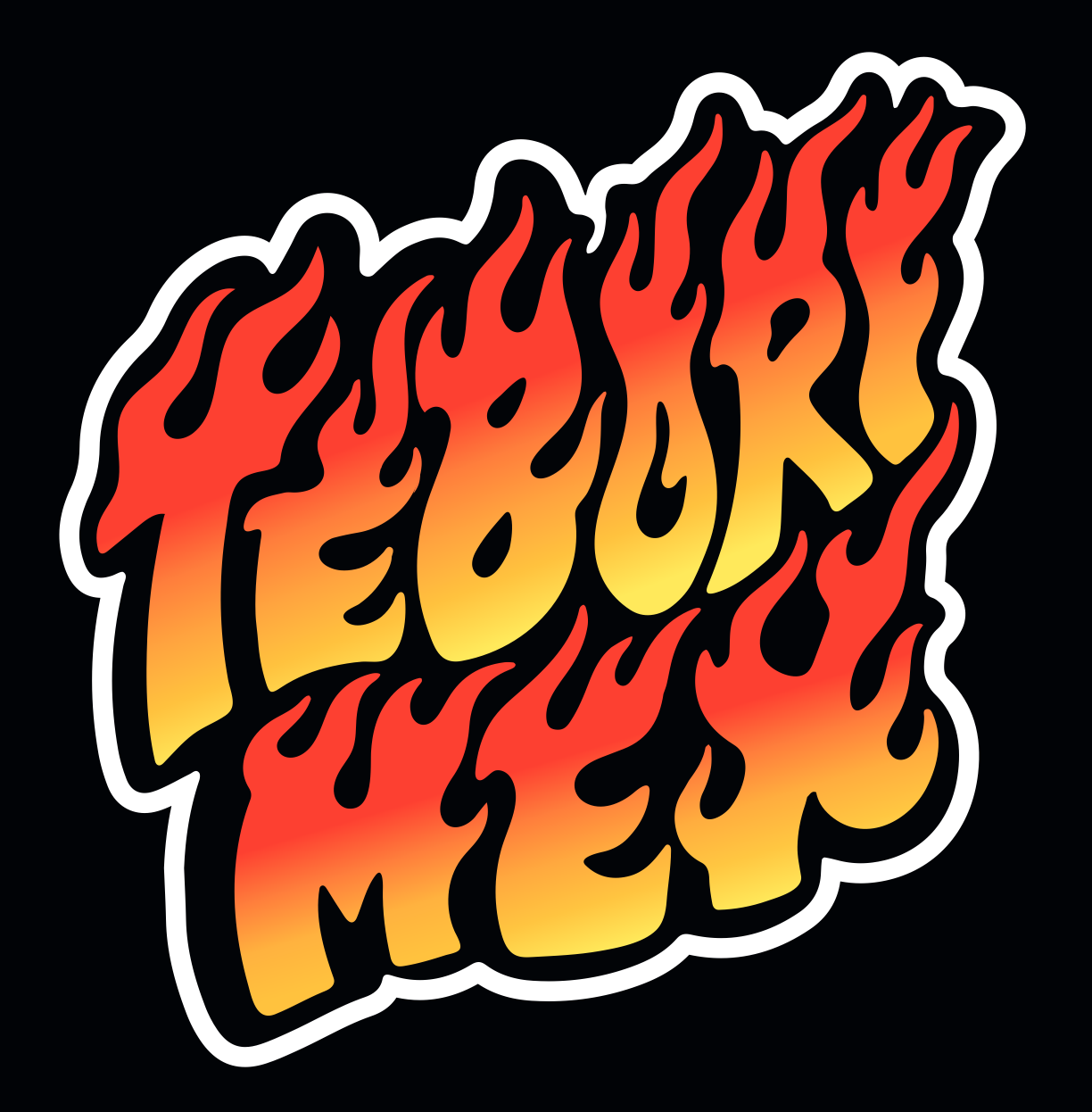 Logotipo de teborimex con letras en tonos amarillo y naranja con diseño de flamas rojas sobre un fondo negro.